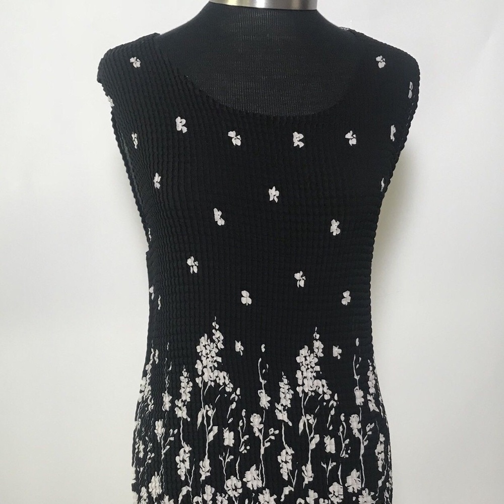 NOTATIONS Womens Large Floral Print Blouse Black